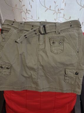 Smart Set Olive Green Utility Mini Skirt with Belt